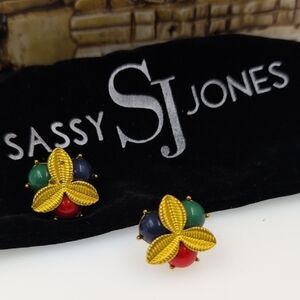 Sassy Jones Red and Green Butterfly Earrings Floral Multicolor Classic & Vibrant